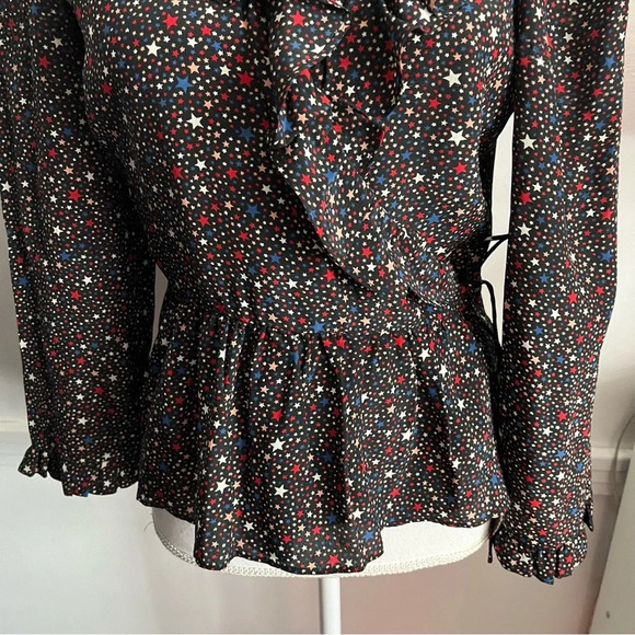 Madewell • Silk Ruffle-Hem Wrap Top in Starry Night - Picture 7 of 11